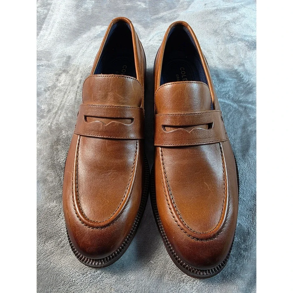 Cole Haan Carnegie Penny Loafers Mens 7.5 Leather Grand 360 British Tan NWOB
